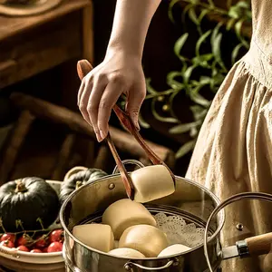 Effortless Cooking: Heat-Resistant Wooden Food Tongs with Comfortable Grip