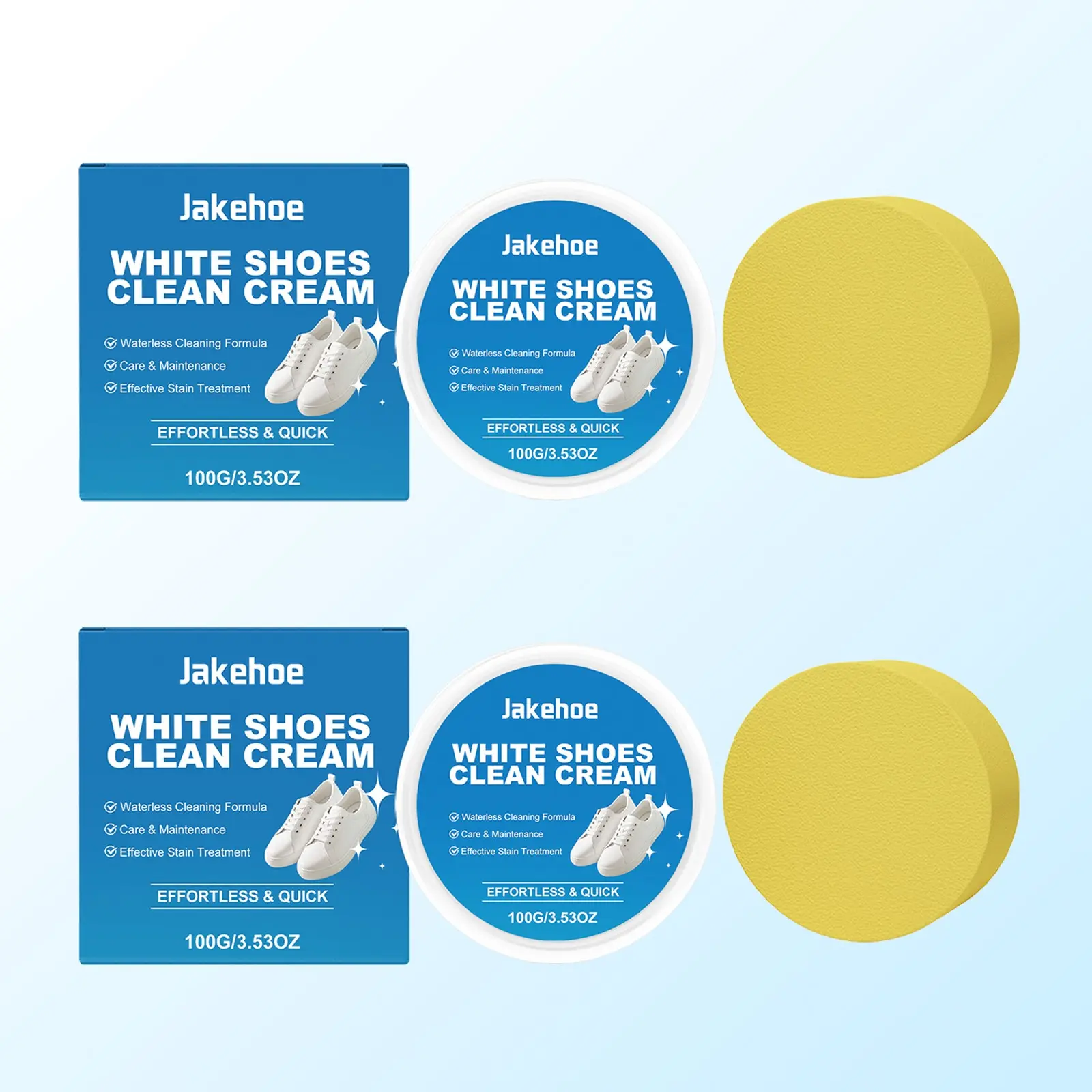 Jakehoe Shoe Cleaning Gel, Footwear Cleaner, Gentle Non-Rinsing Stain Remover, Brightening Agent for Shoes, 2 Boxes, Easy-To-Use Formula