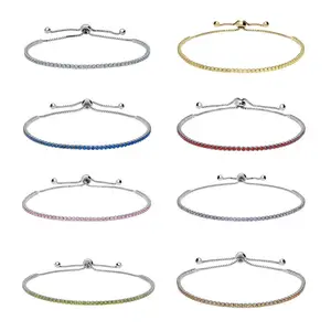BERRICLE Yellow Gold Flashed Statement Tennis Bracelet for Women, Round Cut Cubic Zirconia CZ, Color (Blue, Champagne, Clear, Green, Pink, Purple, Red, Yellow)