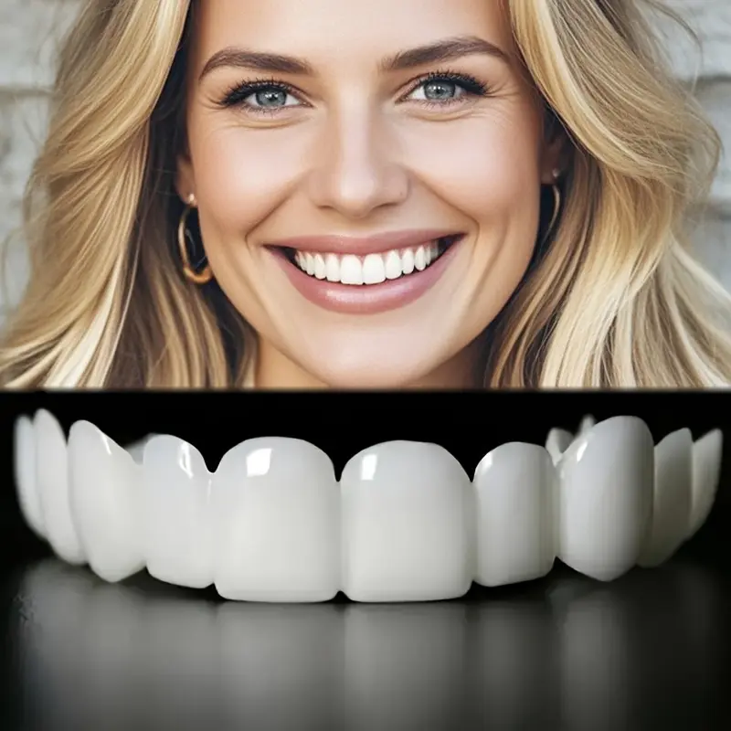 4pcs  Adjustable Snap-On Dental Veneers - Comfortable White Denture Veneer Set Men and Women, Easy to Use, Non-Invasive, Durable Plastic Material  Oral Care Whitening Teeth Teeth Brightener Teeth jewelryset