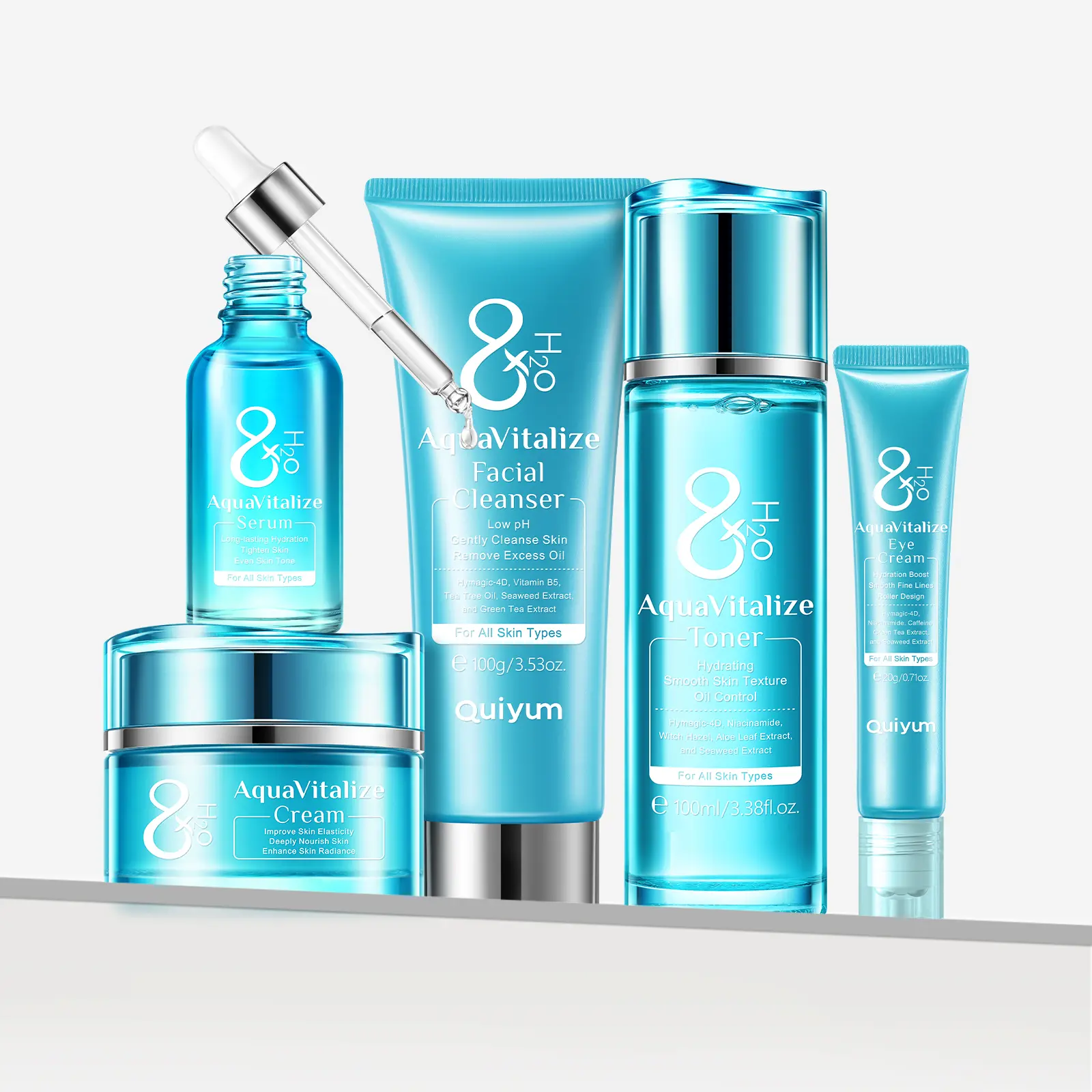 Water Light Skin Care Kit, 1 Set Moisturizing Facial Skincare Set, Including Facial Cleanser, Toner, Serum, Eye Cream, Face Cream