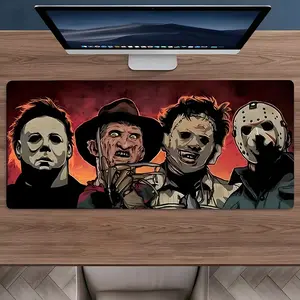 Happy Halloween Scary Horror Character Large Gaming Mouse Pad,Aesthetic Desktop Drotection Pad,Washable Rubber Pad Non-Slip Lock Edge Multi-Size Mouse Pad Suitable For Home Office,Desk Accessories,Good Gift for Family and Friends