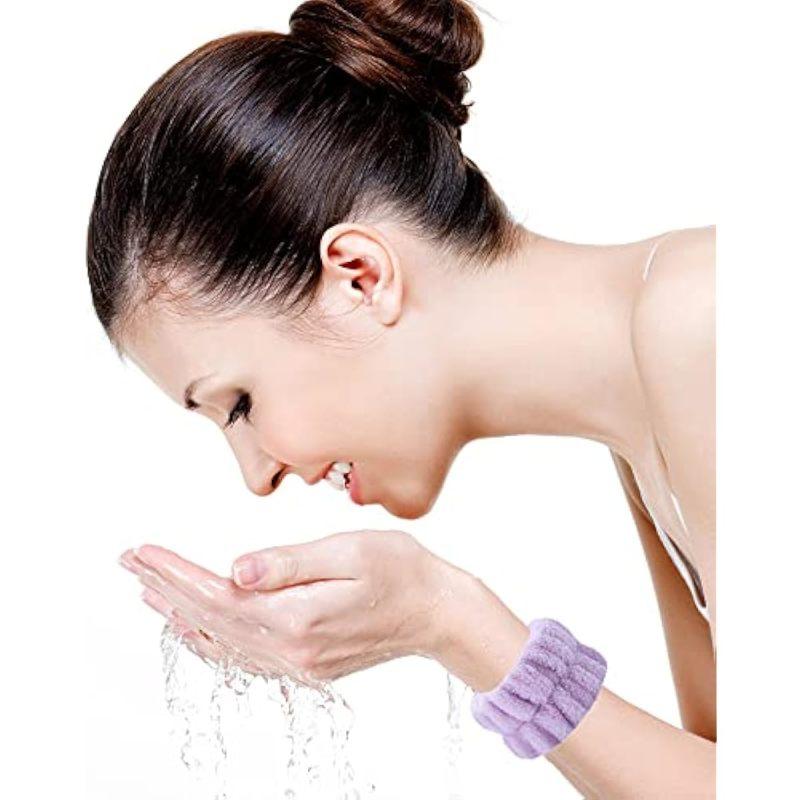 3-Pack Microfiber Wrist Wash Gloves for Washing Your Face – Absorbent spa wash gloves, soft terry cloth wristbands to keep water off your hands and arms