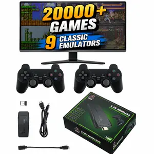 4K Wireless Retro Video Game Stick Console with 10,000+ Preloaded Games, 2x Controllers for Watch Party Use