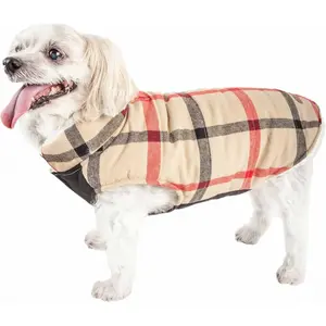 PawPals  'Allegiance' Plaid Dog Coat - Insulated Plaid Dog Jacket with Double-Sided Sherpa - Winter Dog Clothing for Small, Medium, and Large Dogs