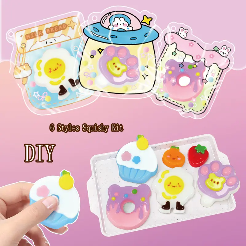 Eco-friendly and odorless Delicious Dessert Pinch House Squishy Kit -5OZ Silicone Squishy Kit with Guide Bubble Free and Faster Fully Cures - FuFu Squishy Kit wit Mold, Flocking Powder - Stress Relief Entertainment