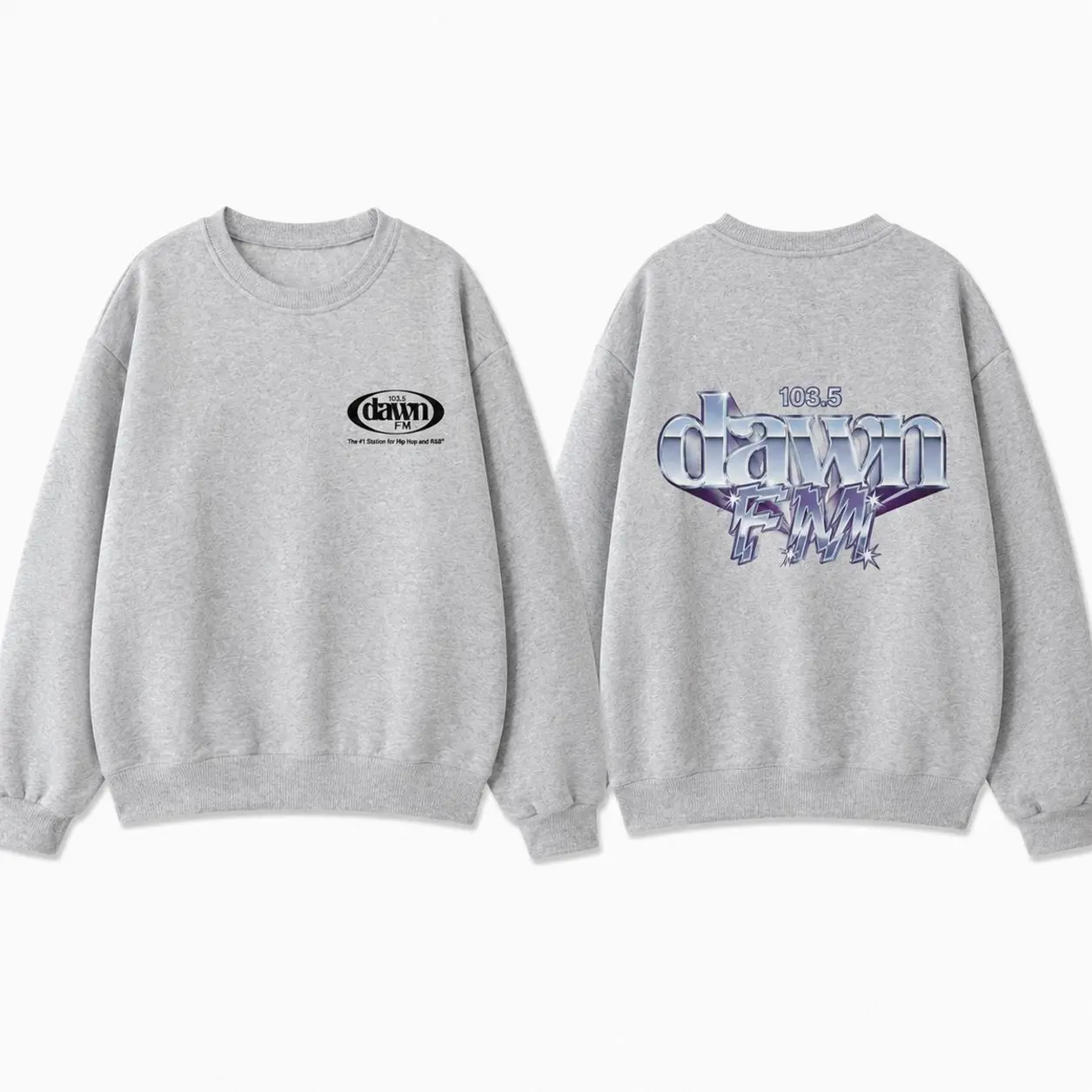 Dawn FM 103.5 Metallic Both Sides Shirt, Y2K Chrome Music T-Shirt Sweatshirt, Oversized Vintage Concert Merch Tee