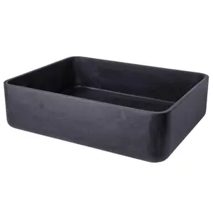 Eden Bath EB-S047LS-H Thin Lip Rectangular Vessel Sink - Black Lava Stone