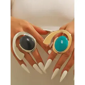 Fashionable Cuff Ring, Fashion Jewelry for Party, Daily Clothing Decor, Trendy All-match & Exquisite Jewelry for Birthday Gift, Solitaire Stackable Rings