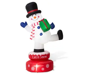Glitzhome 6ft LED Lighted Inflatable Rotating S nowman