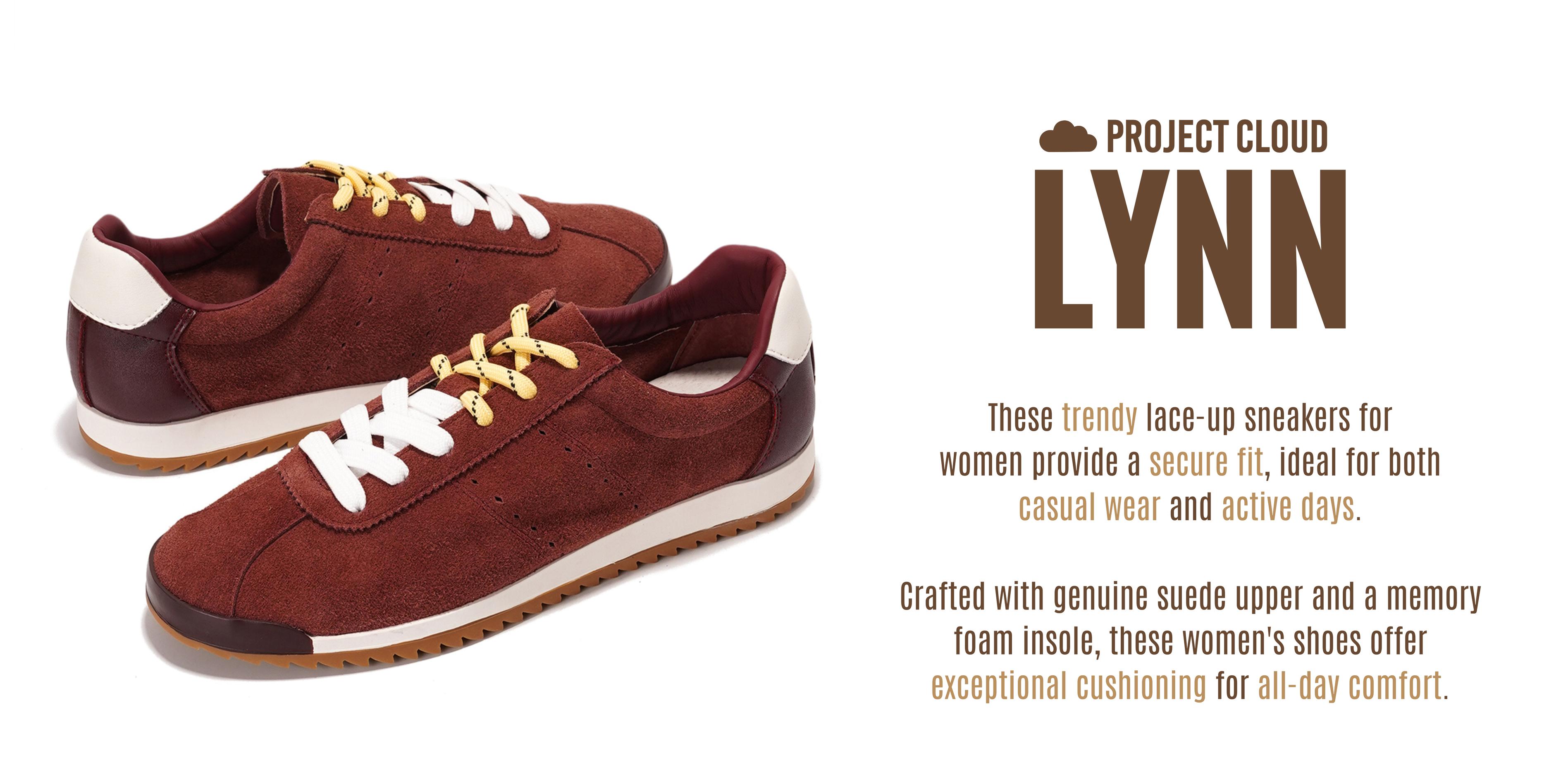 Project Cloud Women's | Fashion Sneakers for Women | Lace-up | Memory Foam | Lightweight | Non-Slip - Lynn