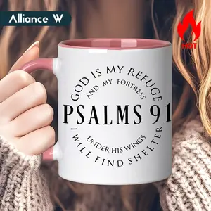 11 Oz Ceramic Coffee Cup Mug with Psalm 91 Inspirational Quote, Dishwasher Safe, Ideal Gift for Family Friends, Holiday Party Birthday Christmas