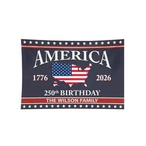 250th Birthday Of America House Flag, 250 Years American Garden Flag, Custom Family Name Anniversary Banner Flag, 1776 - 2026 Patriot Decor