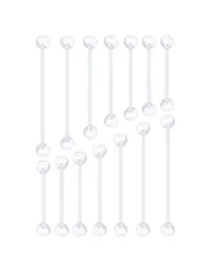 14PCS 14G Plastic Industrial Barbell Retainer for Earrings Pregnancy Belly Button Ring Nipple Tongue Rook Eyebrow Piercing