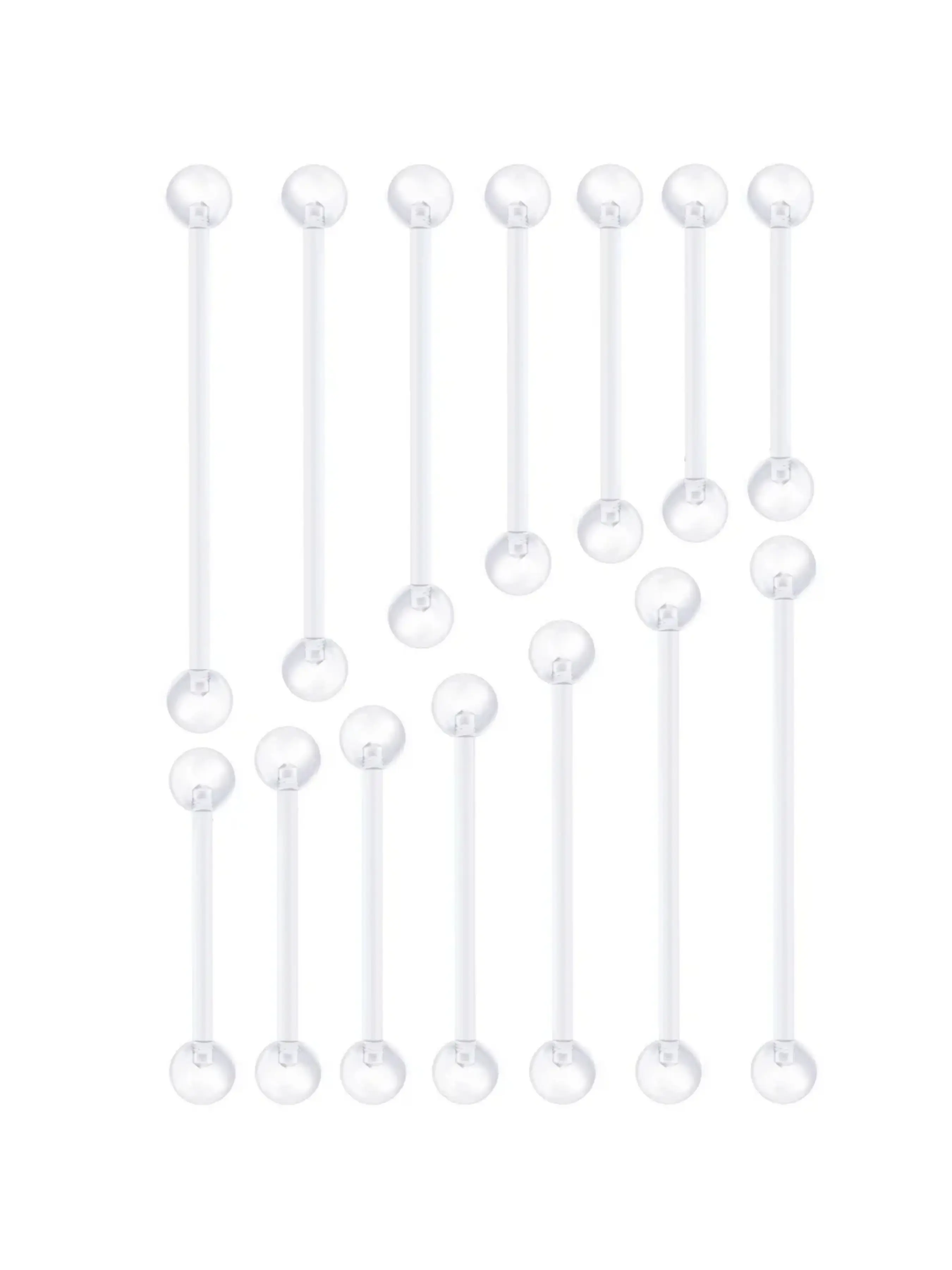 14PCS 14G Plastic Industrial Barbell Retainer for Earrings Pregnancy Belly Button Ring Nipple Tongue Rook Eyebrow Piercing