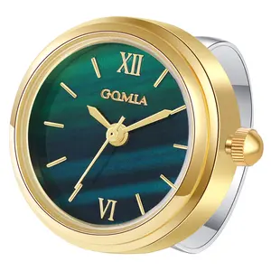 OIDEA Ring Watch for Women, Vintage Gold Tone with Rich Green Roman Numeral Dial, 3ATM Water-Resistant Adjustable Open-Back