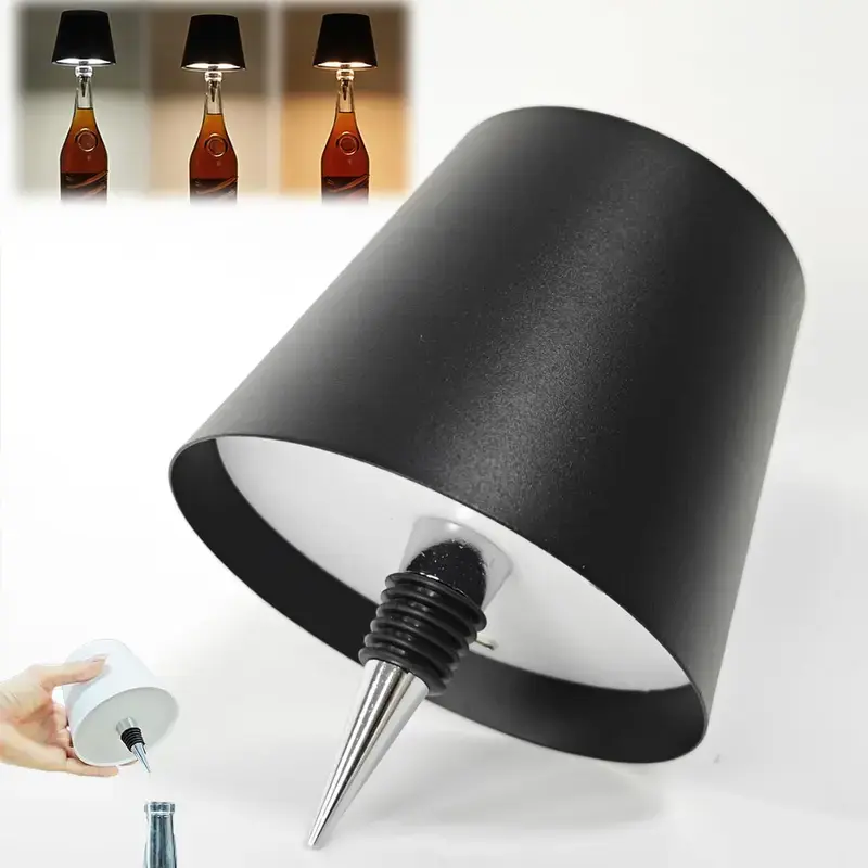 Rechargeable Wireless Bottle Lamp Kit - 4000mAh Battery, 3-Tone Touch-Dimmable LED, Cordless Stopper Light for Liquor & Wine Containers, Whiskey Top Lampshade (Tools & Hardware Hand Tool Kit)