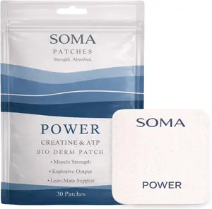 Topical Creatine Monohydrate & ATP Supplement Power Patches - 30 Count, Vegan, Latex-Free for Muscle Fitness & Post-Workout Recovery