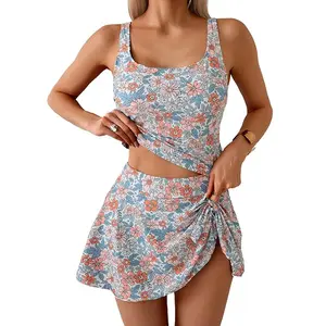 Tankini Swimsuit for Women Tummy Control Two Piece Bathing Suit High Waisted Tank Top with Swim Skirt Swimdress #Spring Glow Up