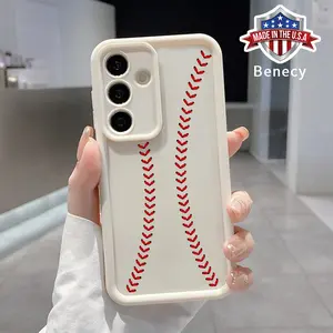 TPU Phone Case Compatible with Galaxy S23  Ultra S24 Plus S25 S22+ Baseball Pattern Drop Protection Shockproof Soft Silicone Smartphone Cover Casing