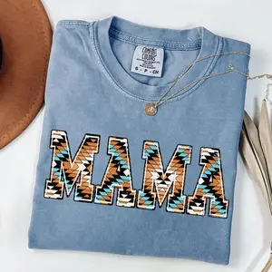 Comfort Colors Retro Aztec Mama T-Shirt, Western Mom Shirt, Gift For Mother's Day, Aesthetic Mama Clothing, Mother Day Outfit, Gift For Mom 57NM2