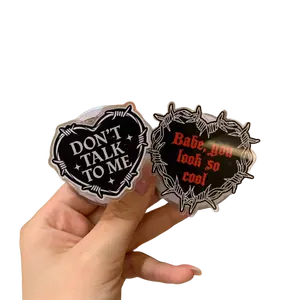 Gothic Heart Quote Magnetic Phone Grip – Dark Barbed Wire Phone Holder Stand