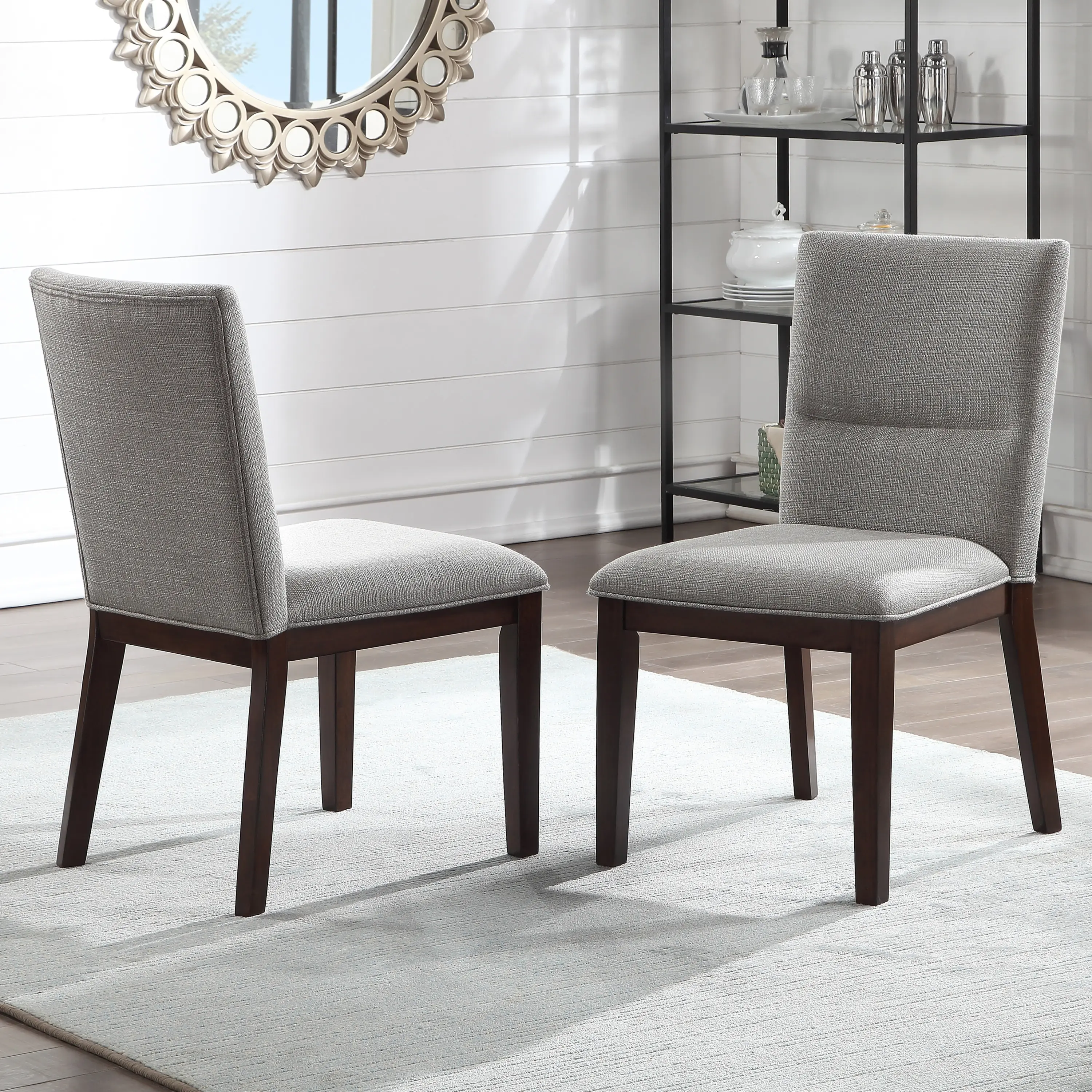 Amaile Solid Wood Side Chair with Upholstered Back and Seat for Modern Home Decor, Set of 2, 19"W x 22.2"D x 35.75"H
