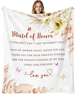Maid of Honor Gifts Blanket 60"X50", Maid of Honor Proposal Gifts, Maid of Honor Gifts from The Bride, Gifts for Maid of Honor from Bride, Maid of Honor Gifts for Wedding Day, Bridesmaid Gifts