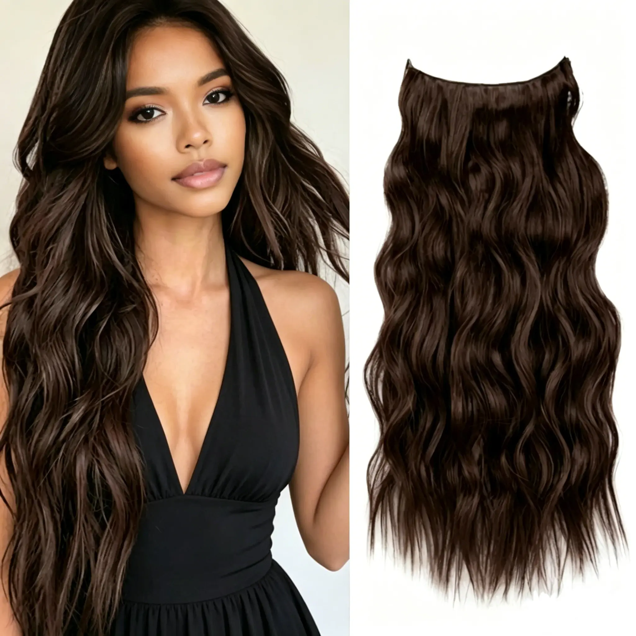 Dark Brown | 4-Clip One-Piece