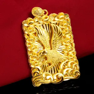 Hip-Hop Domineering Men's Eagle Square Pendant Black Dragon Pedant Tiger Pendant Thai Maitreya Eagle Necklace Pendant Factory Direct Sale Holiday Gift Unique Design Christmas Gift High-Quality Accessories