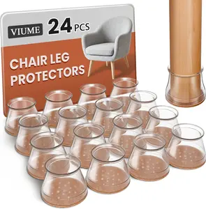 24 Pcs Chair Leg Floor Protectors for Hardwood Floors Silicone Covers Felt Pads Furniture Leg Caps Anti-Scratch Reduce Noise Fit (1-5/16" to 2") VIUME