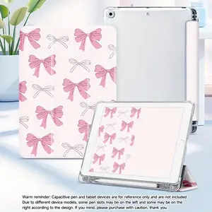 Case for iPad with Built-in Pen Slot & Multi-Angle Stand, Compatible with iPad 10th/11th/Pro/Air/Mini (24.64cm/9.7"), Lightweight TPU Cover, Auto Wake/Sleep, Pastel pink Floral design - Ideal iPad accessory for Professionals & Students, Cute Case for iPad