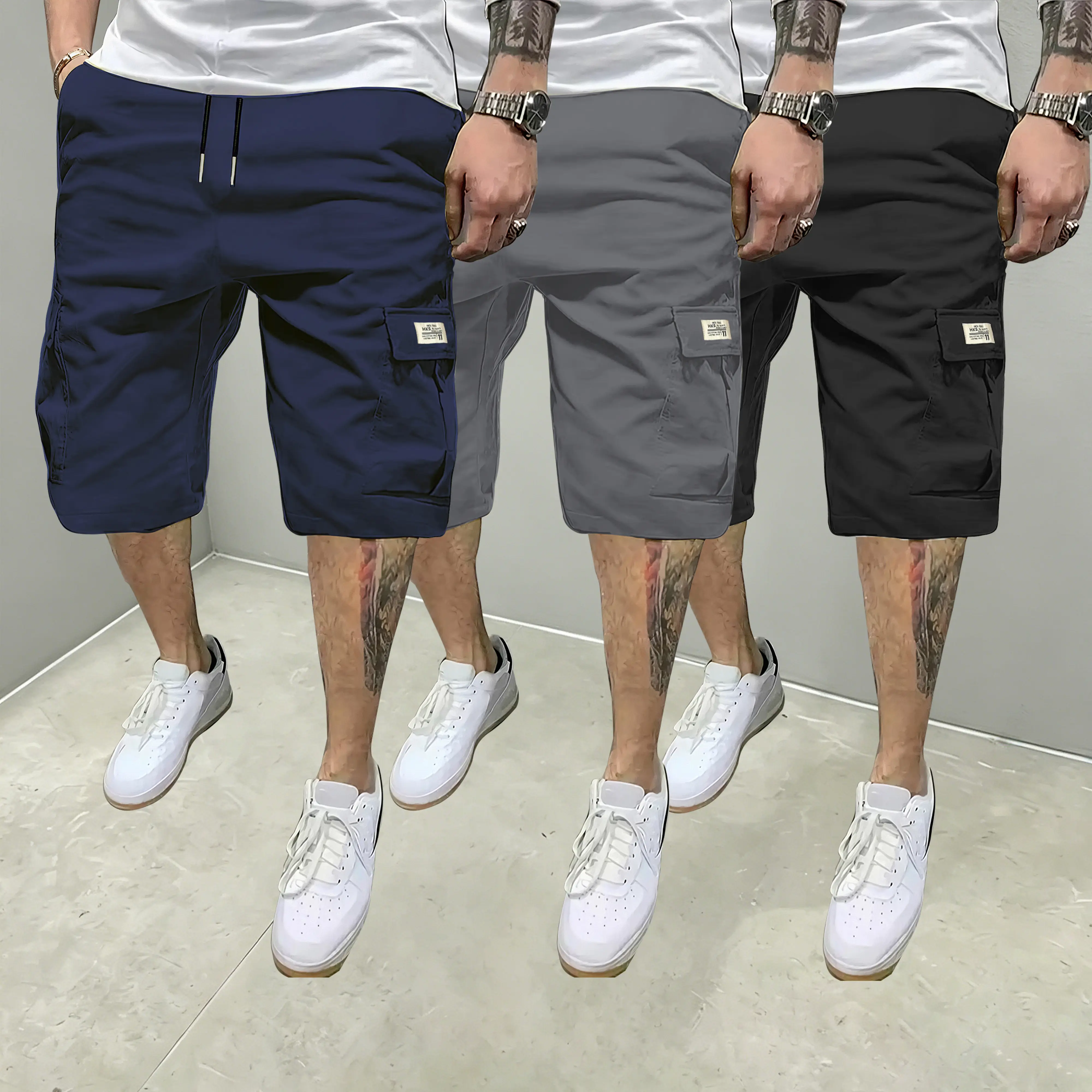 Sohochic Men's Straight Fit Quick-Dry Polyester Fabric Work Shorts - Breathable Summer Bottoms with 4 Pockets