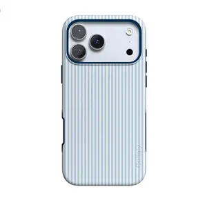 Casely Blue Pinstripe MagSafe iPhone Case, Cute Minimal Preppy Phone Cover