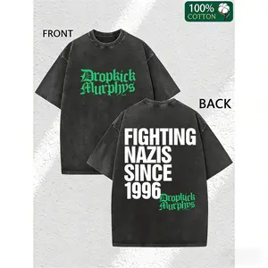 Unisex Vintage Wash T-Shirt – Dropkick Murphys Graphic Tee, Punk Rock Streetwear, Anti-Nazi Statement