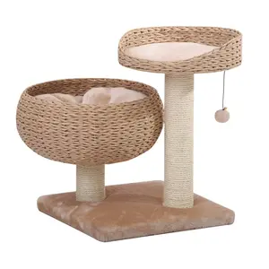 Eco-Chic 3-Level Boho Cat Tree: Sustainable & Cozy Retreat for Cats