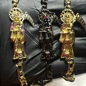 Santa Muerte Bracelet Pulsera Oro Black and Pink Gold-Tone with Unique Design Attributes