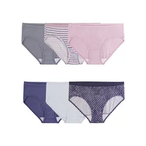 FRUIT OF THE LOOM Women's Soft Woven Yarn Hipster Panties - Tag-Free Cotton, 6-Pack Womenswear Bottom