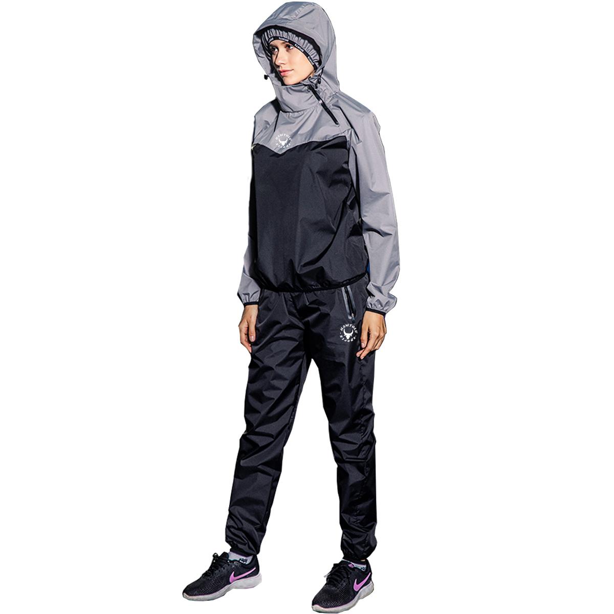 HAMTOLU Unisex Sauna Suit SportswearSweat SuitBoxing Exercise Jacket and PantsFitness Training ClothesOutdoorfun AthleticWorkout Women Men