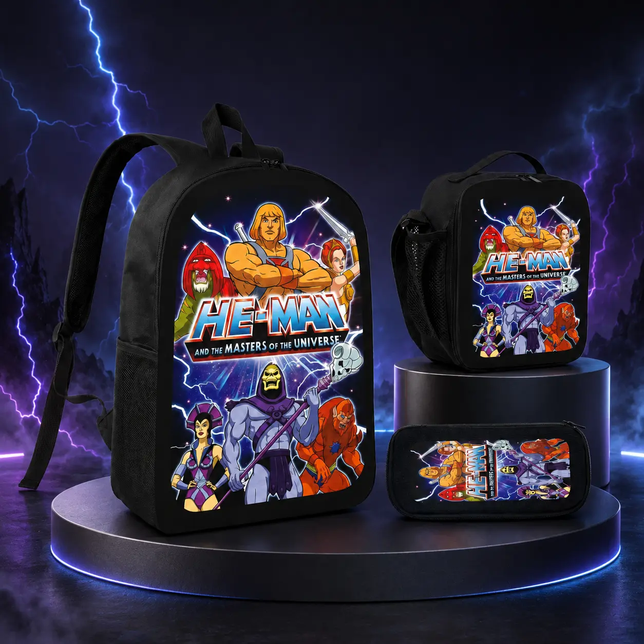 HE-MAN Lightweight Backpack, Unisex School Backpack with Adjustable Shoulder Straps, Retro Cartoon Travel Daypack for School & Daily Use