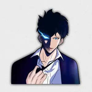 Solo Leveling Fan Art Stickers- Jin-Woo monarch hand drawn anime Holographic and Clear finish vinyl decal sticker Car, Laptop, Water bottle, Aesthetic