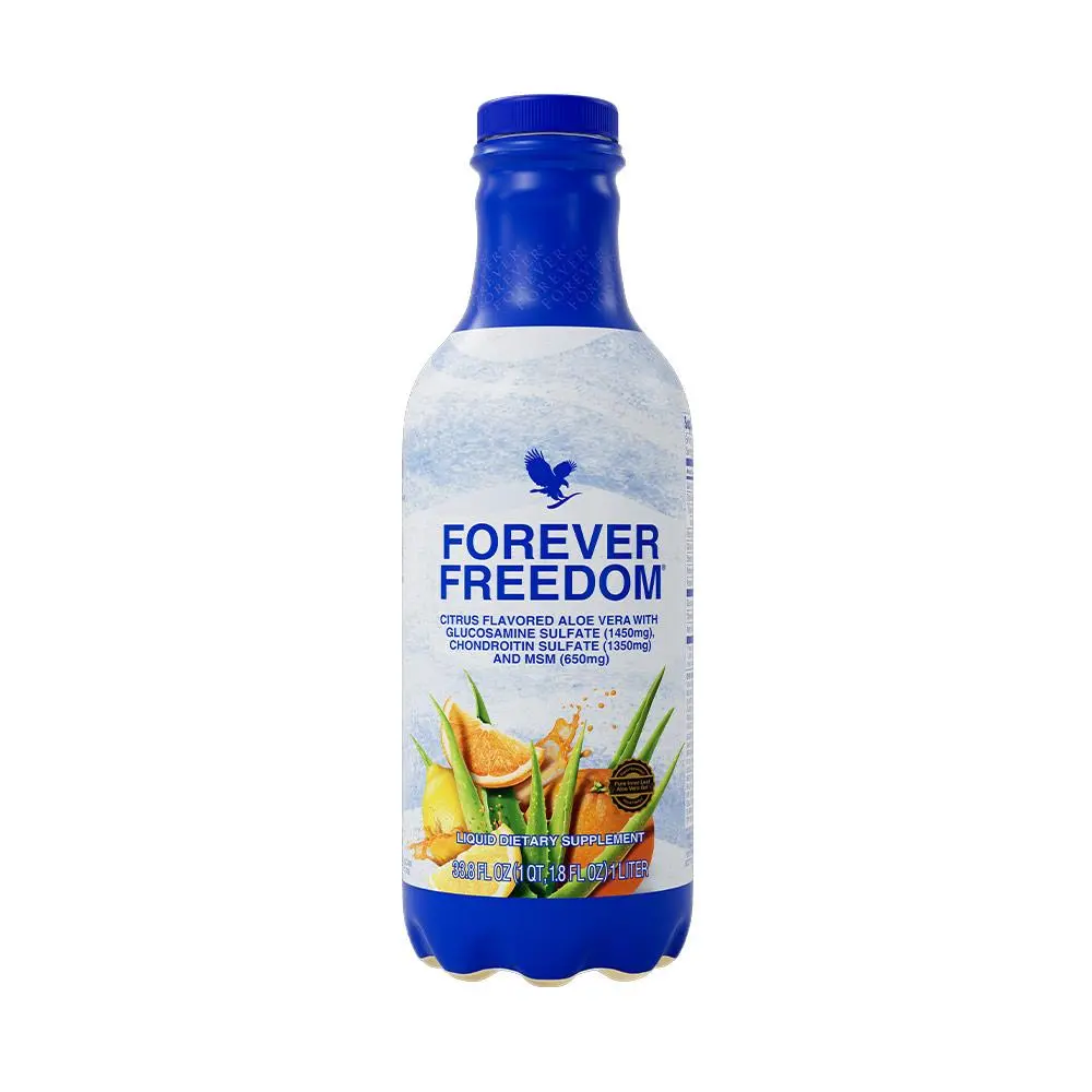 Forever Freedom Aloe Vera Beverage with Glucosamine, MSM, Citrus Flavor, 33.8 fl oz Sports & Energy Recovery Hydration Drink