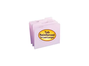 Smead 12434 File Folders, 1/3 Cut, Reinforced Top Tab, Letter, Lavender, 100/Box
