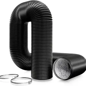 Aygrochy 150 mm PVC Exhaust Hose, 6 Metres Ventilation Hose with 2 Hose Clamps, Stainless Steel for Mobile Air Conditioning, Dryer, Exhaust Fan, Extractor Hood, Ventilation System