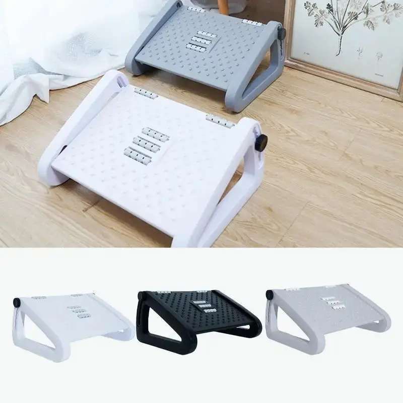 Adjustable Ergonomic Foot Rest with Massage Rollers & 6 Height Settings