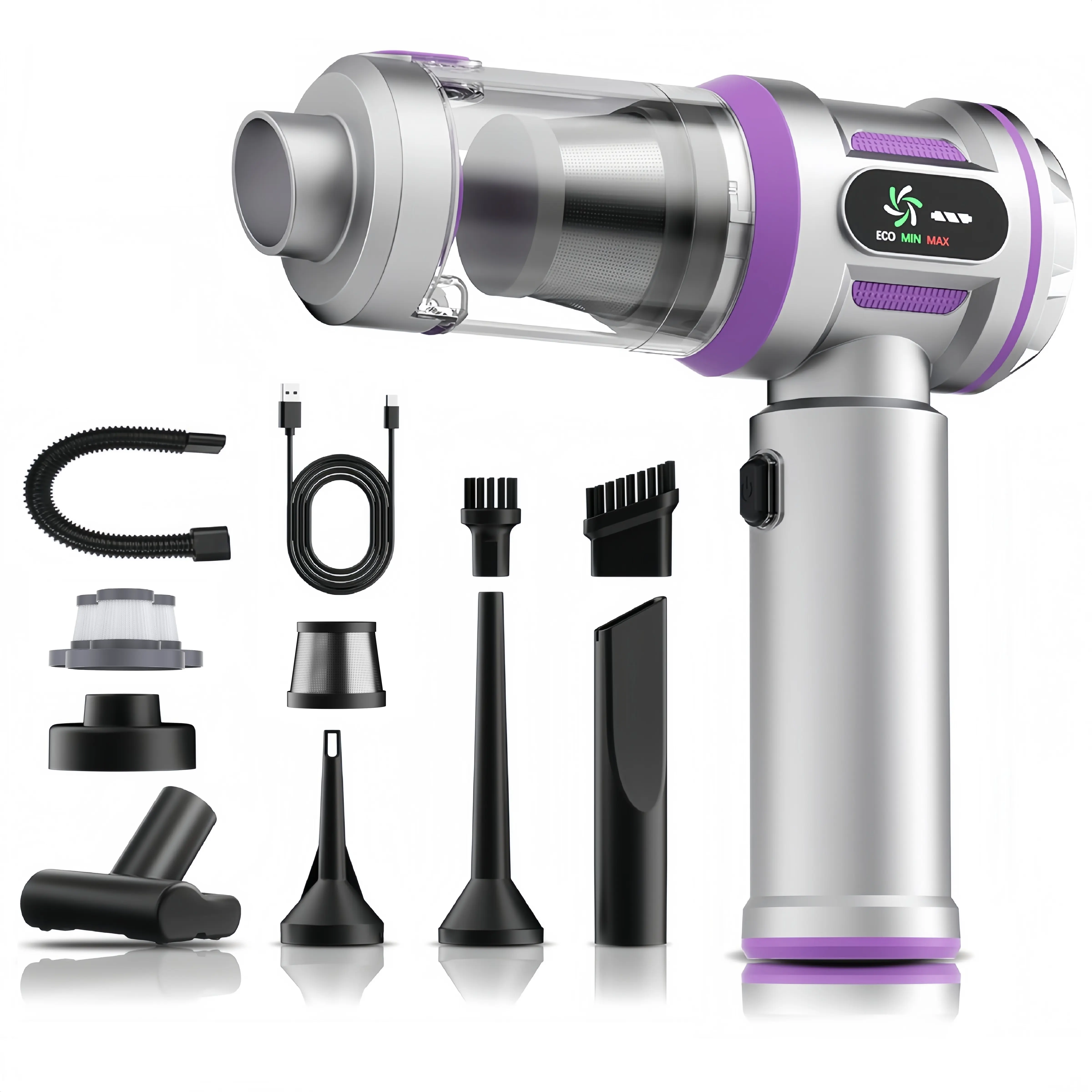 25000Pa High-Power Rechargeable Wireless Handheld Vacuum Cleaner, Car Cleaner Vacuums with Air Gun Function, 3 Filters & Multiple Nozzles for Automotive Interior Care Outdoor Gear, Rechargeable Vacuum Cleaner