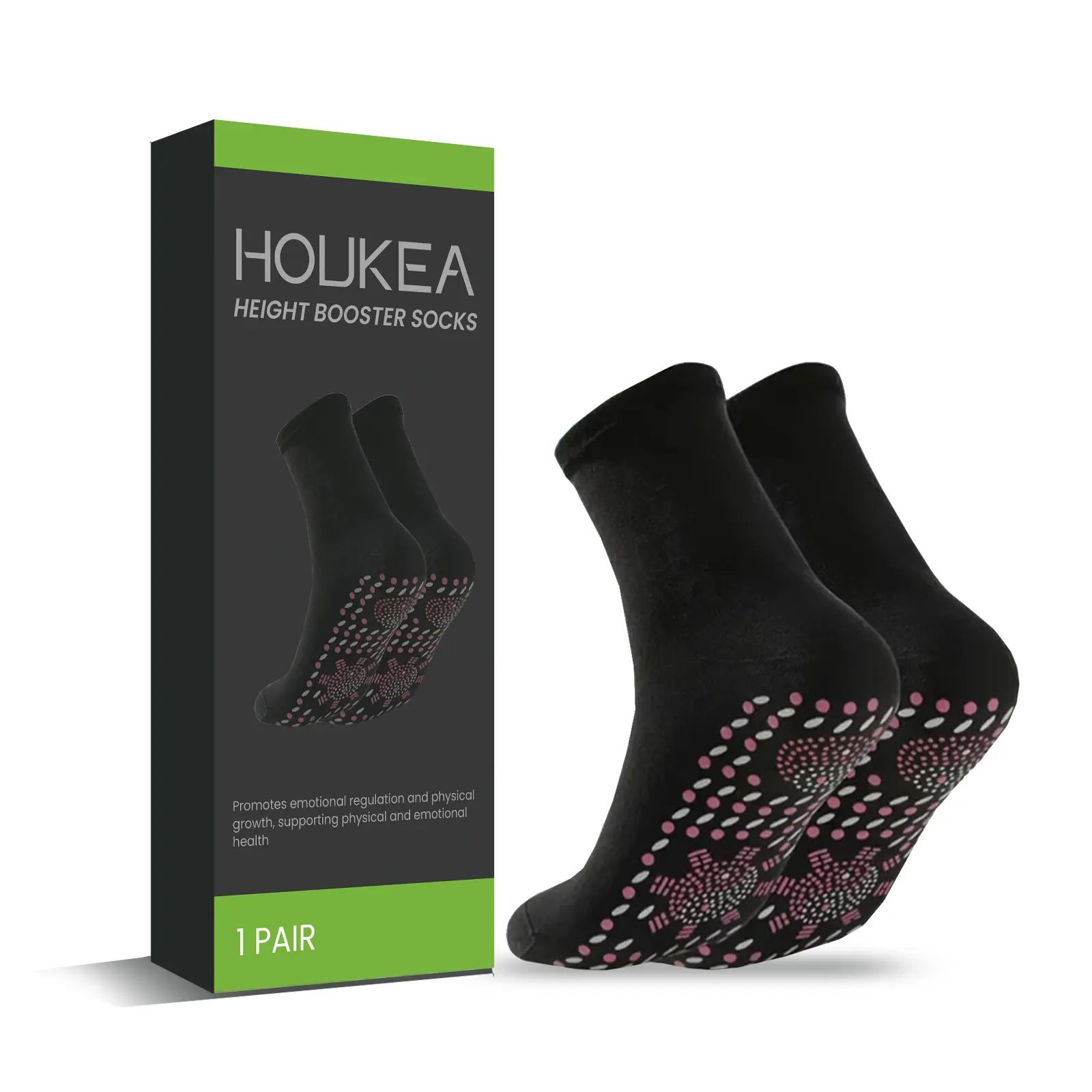 HOUKEA Self-Heating Massage Socks - Skin-Friendly, Stretchy, Breathable Foot Care Socks with Relaxing Heat for Daily Wear & Body Relaxation, Foot Care Products, Wear Daily extendable back scratcher Gold Ear Acupressure Kit Seed manual tool Multi-Function