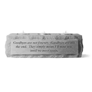 212 MAIN 3-Light Cast Stone Votive Holder, 1-Piece Hand-Decorated Weatherproof Ornament, Berry Hanging Outdoor Decor with "Goodbyes Are Not..." Message, Wall Mount Compatible for Outdoor Display