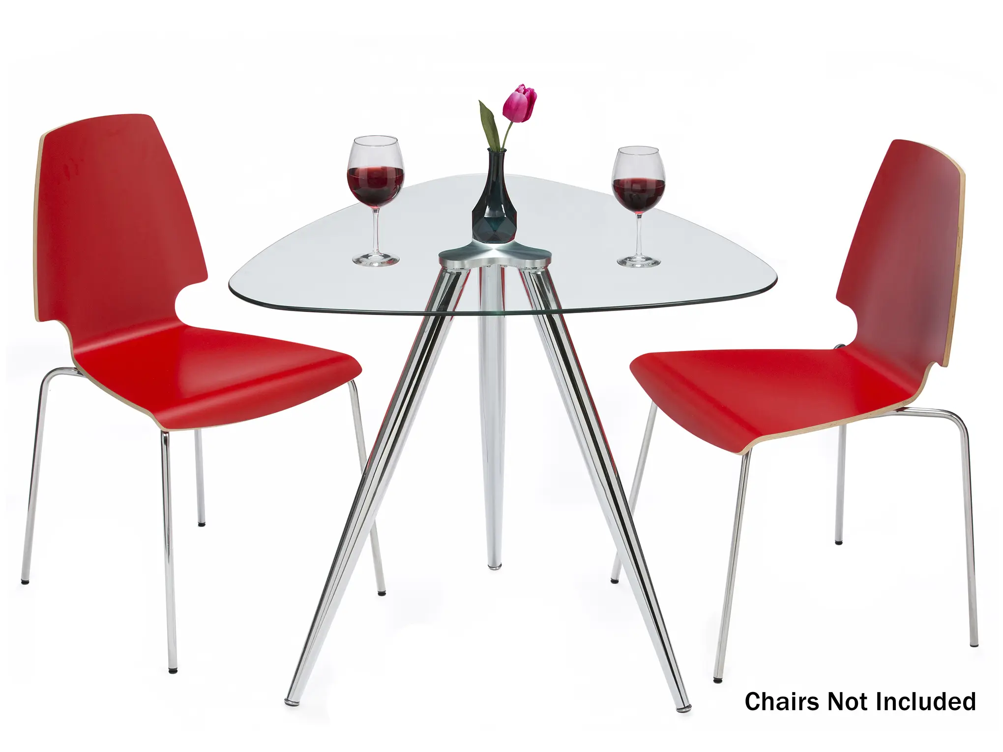 Mango Steam Lisbon 3-Sided Bistro Table, Tempered Glass Triangle Top - Modern Pub Table for Dining Room and Kitchen