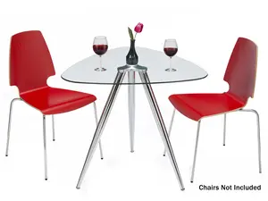 Mango Steam Lisbon 3-Sided Bistro Table, Tempered Glass Triangle Top - Modern Pub Table for Dining Room and Kitchen